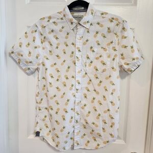 Heritage White Pineapple Print Men's Hawaiian Shirt Small